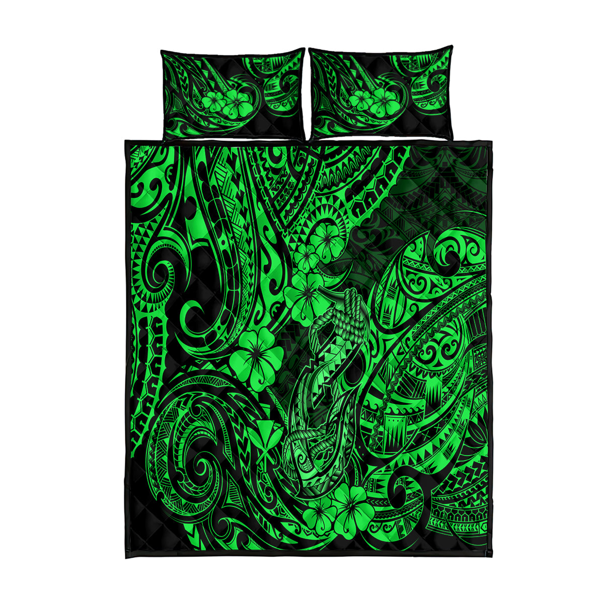 Hawaii Fish Hook Quilt Bed Set Polynesian Pattern Green Version LT01 Green - Polynesian Pride