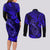 Hawaii Fish Hook Couples Matching Long Sleeve Bodycon Dress and Long Sleeve Button Shirts Polynesian Pattern Navy Blue Version LT01 - Polynesian Pride