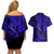 Hawaii Fish Hook Couples Matching Off Shoulder Short Dress and Hawaiian Shirt Polynesian Pattern Navy Blue Version LT01 - Polynesian Pride