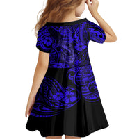 Hawaii Fish Hook Family Matching Short Sleeve Bodycon Dress and Hawaiian Shirt Polynesian Pattern Navy Blue Version LT01 - Polynesian Pride