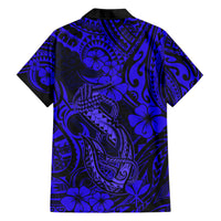 Hawaii Fish Hook Hawaiian Shirt Polynesian Pattern Navy Blue Version LT01 - Polynesian Pride