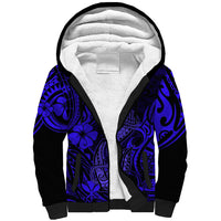 Hawaii Fish Hook Sherpa Hoodie Polynesian Pattern Navy Blue Version LT01 Unisex Blue - Polynesian Pride