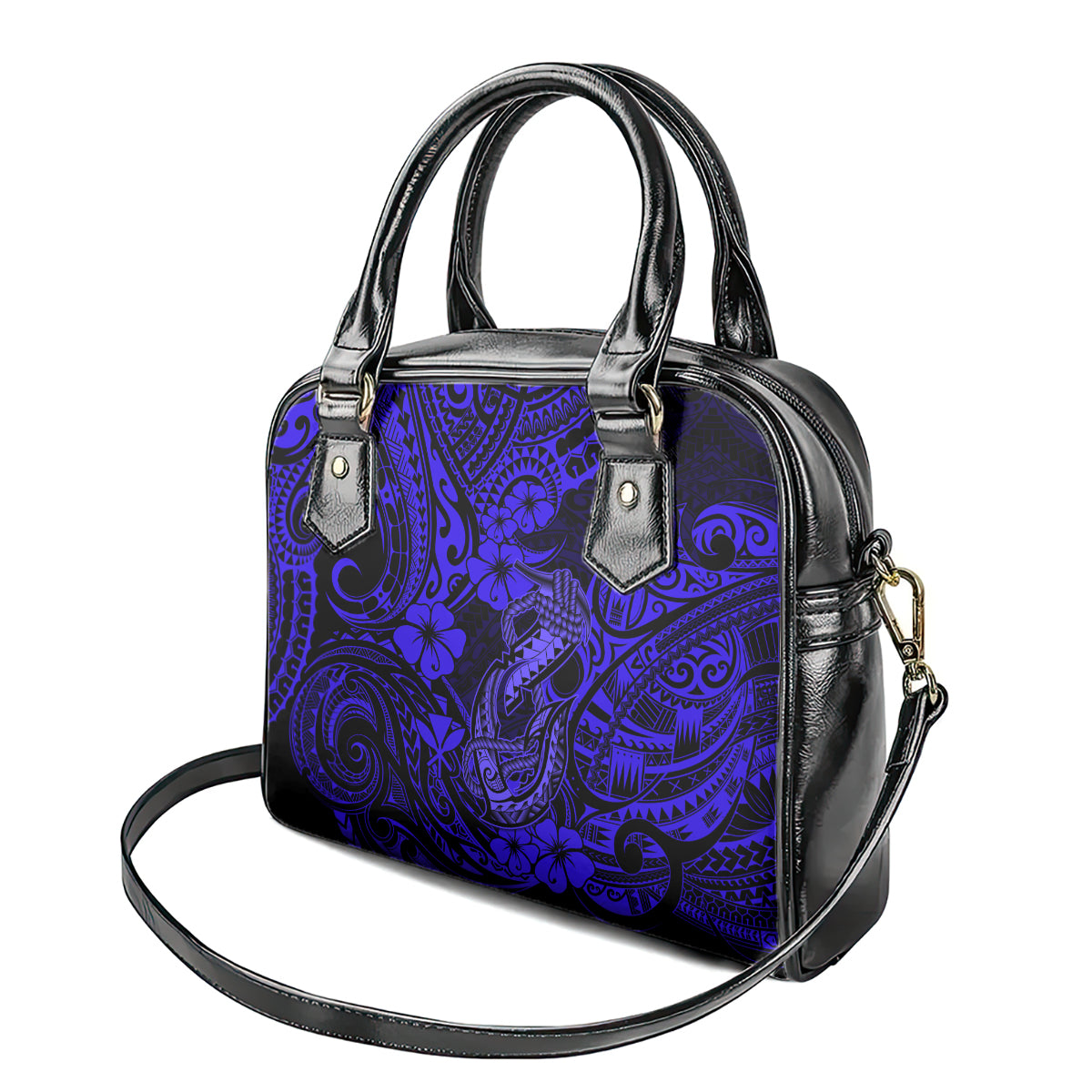 Hawaii Fish Hook Shoulder Handbag Polynesian Pattern Navy Blue Version LT01 - Polynesian Pride