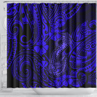 Hawaii Fish Hook Shower Curtain Polynesian Pattern Navy Blue Version LT01 - Polynesian Pride