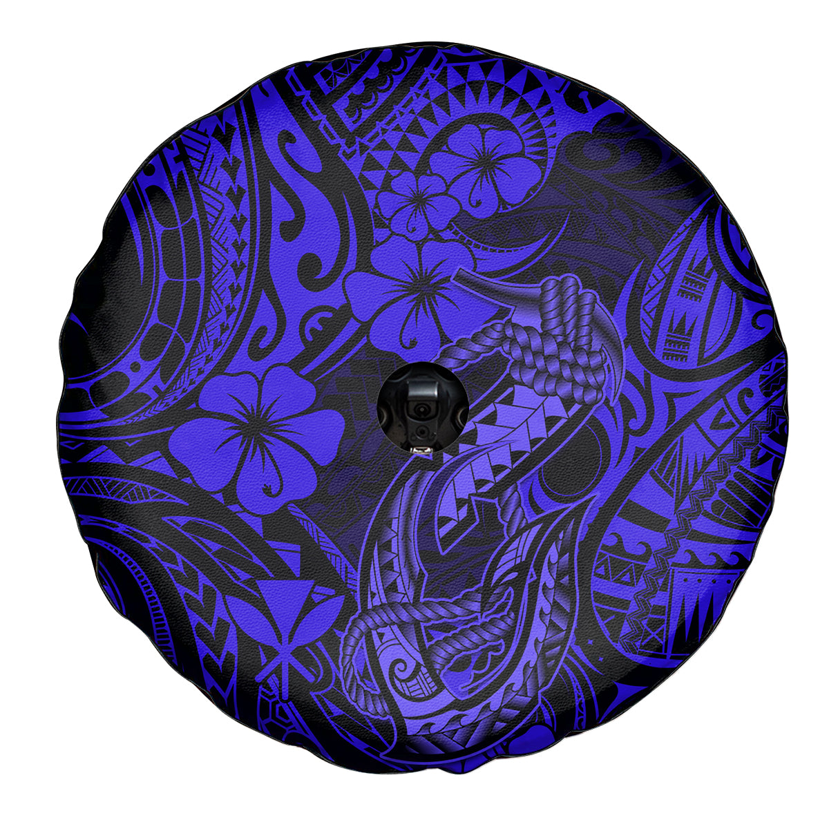 Hawaii Fish Hook Spare Tire Cover Polynesian Pattern Navy Blue Version LT01 - Polynesian Pride