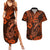 Hawaii Fish Hook Couples Matching Summer Maxi Dress and Hawaiian Shirt Polynesian Pattern Orange Version LT01 Orange - Polynesian Pride