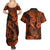 Hawaii Fish Hook Couples Matching Summer Maxi Dress and Hawaiian Shirt Polynesian Pattern Orange Version LT01 - Polynesian Pride