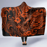 Hawaii Fish Hook Hooded Blanket Polynesian Pattern Orange Version LT01