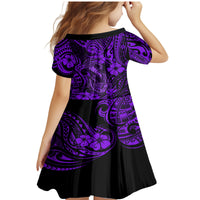 Hawaii Fish Hook Family Matching Mermaid Dress and Hawaiian Shirt Hibiscus Hawaii Tribal Tattoo Purple Version LT01 - Polynesian Pride