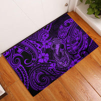 Hawaii Fish Hook Rubber Doormat Hibiscus Hawaii Tribal Tattoo Purple Version LT01 Purple - Polynesian Pride