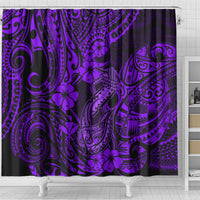 Hawaii Fish Hook Shower Curtain Hibiscus Hawaii Tribal Tattoo Purple Version LT01 - Polynesian Pride