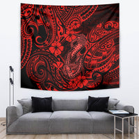 Hawaii Fish Hook Tapestry Hibiscus Hawaii Tribal Tattoo Red Version LT01 - Polynesian Pride