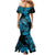 Hawaii Fish Hook Mermaid Dress Hibiscus Hawaii Tribal Tattoo Sky Blue Version LT01 - Polynesian Pride