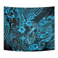 Hawaii Fish Hook Tapestry Hibiscus Hawaii Tribal Tattoo Sky Blue Version LT01 - Polynesian Pride