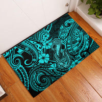Hawaii Fish Hook Rubber Doormat Hibiscus Hawaii Tribal Tattoo Turquoise Version LT01 Turquoise - Polynesian Pride