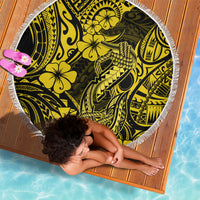 Hawaii Fish Hook Beach Blanket Hibiscus Hawaii Tribal Tattoo Yellow Version LT01 - Wonder Print Shop