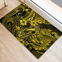 Hawaii Fish Hook Rubber Doormat Hibiscus Hawaii Tribal Tattoo Yellow Version LT01 - Polynesian Pride