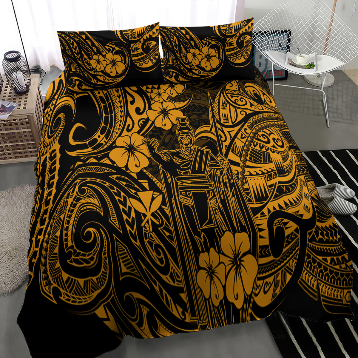 Hawaii King Kamehameha Bedding Set Polynesian Pattern Gold Version LT01 - Polynesian Pride