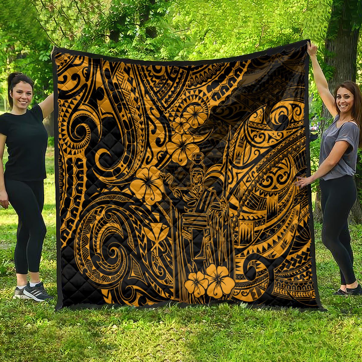 Hawaii King Kamehameha Quilt Polynesian Pattern Gold Version LT01 - Polynesian Pride