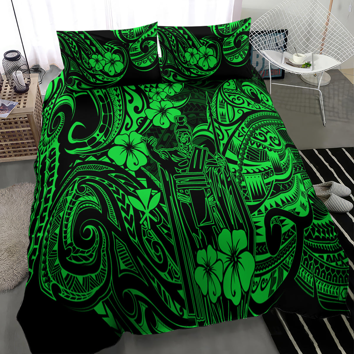 Hawaii King Kamehameha Bedding Set Polynesian Pattern Green Version LT01 - Polynesian Pride