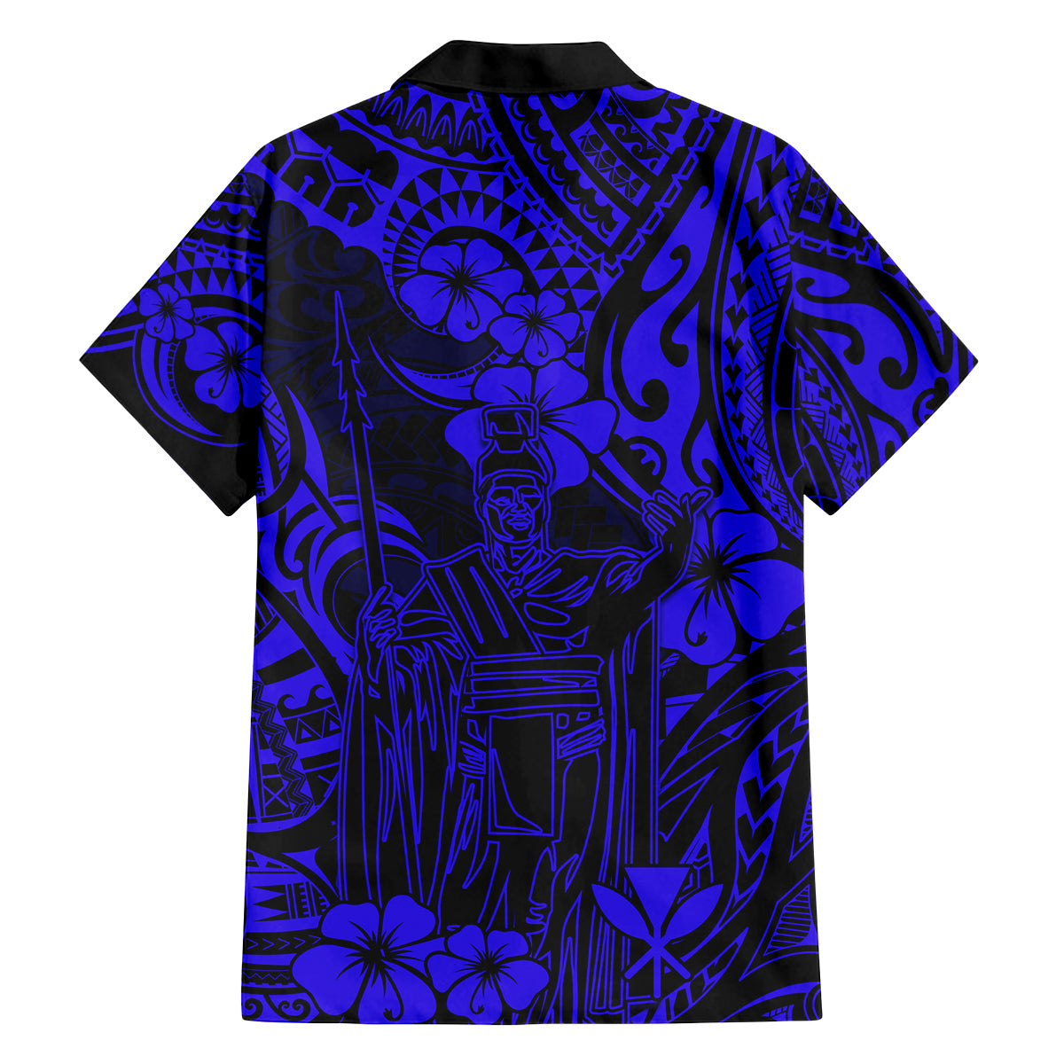 Hawaii King Kamehameha Family Matching Off Shoulder Maxi Dress and Hawaiian Shirt Polynesian Pattern Navy Blue Version LT01 - Polynesian Pride