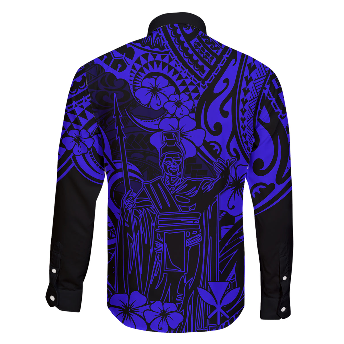 Hawaii King Kamehameha Family Matching Short Sleeve Bodycon Dress and Hawaiian Shirt Polynesian Pattern Navy Blue Version LT01 - Polynesian Pride