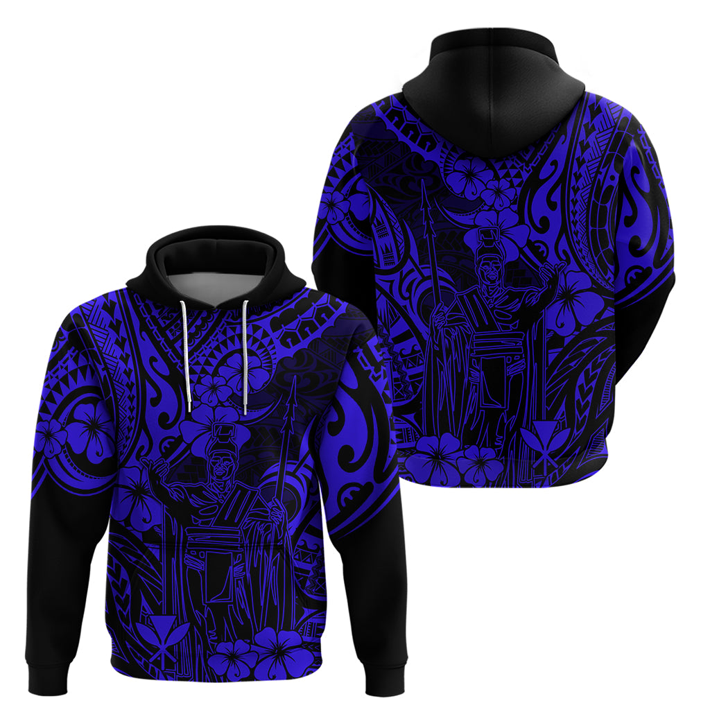 Hawaii King Kamehameha Hoodie Polynesian Pattern Navy Blue Version LT01 - Polynesian Pride