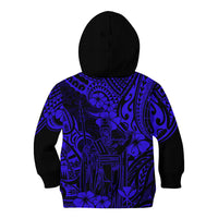 Hawaii King Kamehameha Kid Hoodie Polynesian Pattern Navy Blue Version LT01 - Polynesian Pride