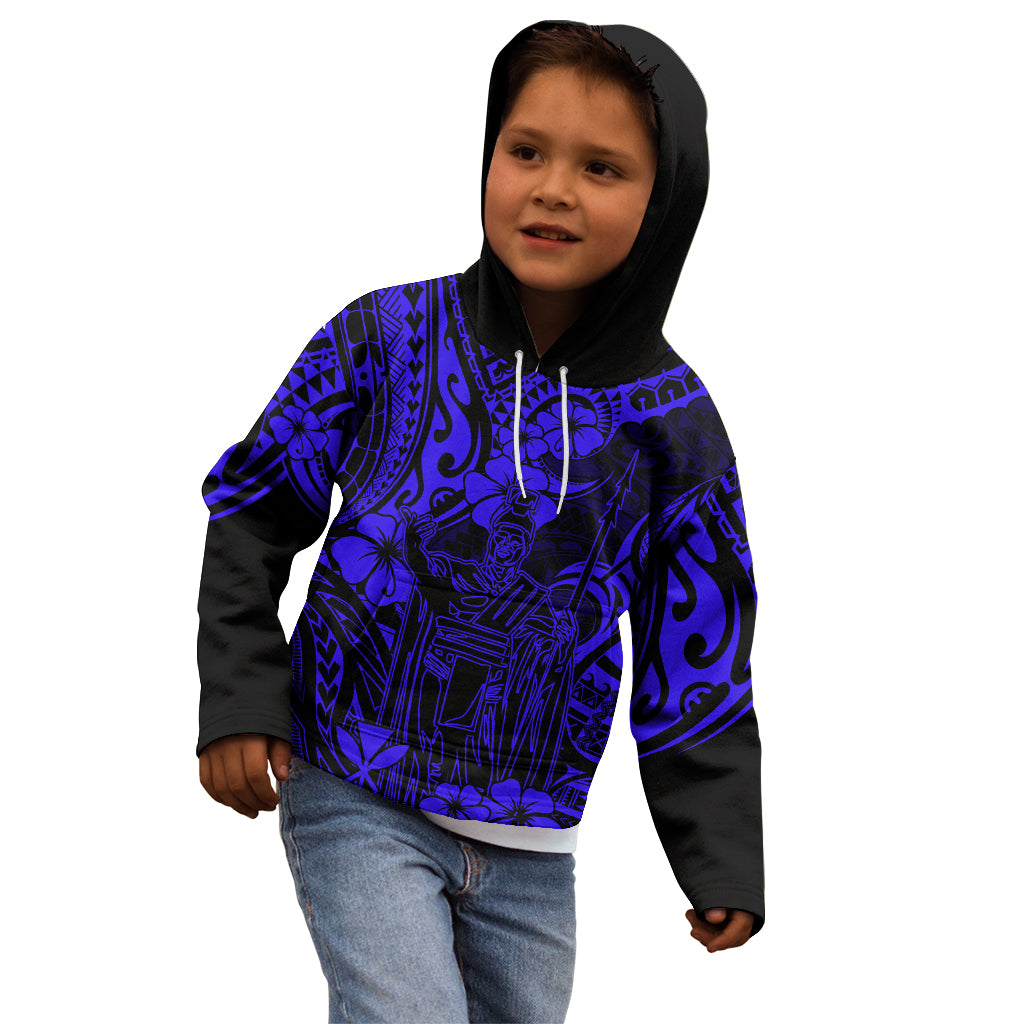 Hawaii King Kamehameha Kid Hoodie Polynesian Pattern Navy Blue Version LT01 - Polynesian Pride