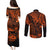 Hawaii King Kamehameha Couples Matching Puletasi Dress and Long Sleeve Button Shirts Polynesian Pattern Orange Version LT01 - Polynesian Pride