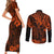 Hawaii King Kamehameha Couples Matching Short Sleeve Bodycon Dress and Long Sleeve Button Shirts Polynesian Pattern Orange Version LT01 - Polynesian Pride
