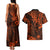Hawaii King Kamehameha Couples Matching Tank Maxi Dress and Hawaiian Shirt Polynesian Pattern Orange Version LT01 - Polynesian Pride