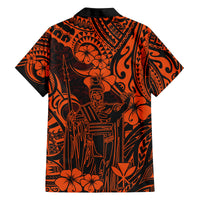 Hawaii King Kamehameha Family Matching Off Shoulder Maxi Dress and Hawaiian Shirt Polynesian Pattern Orange Version LT01 - Polynesian Pride