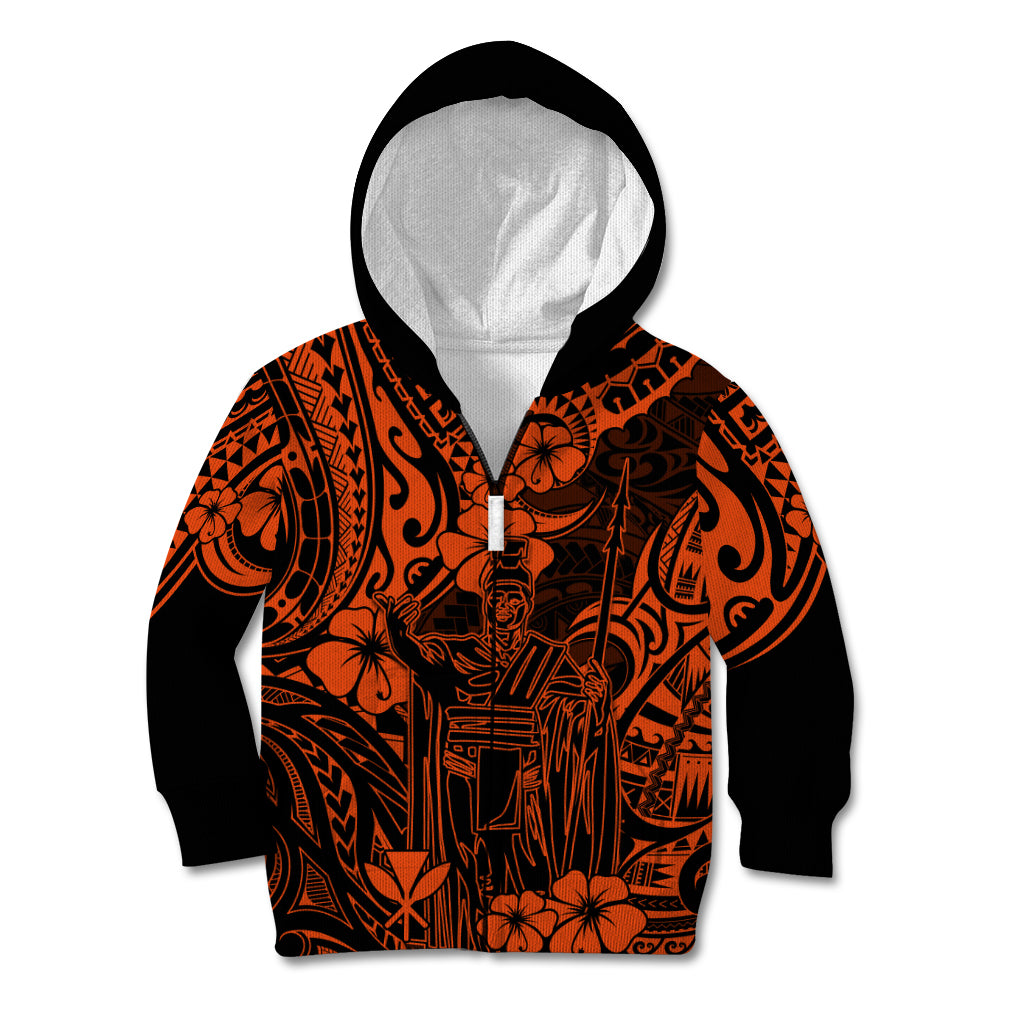 Hawaii King Kamehameha Kid Hoodie Polynesian Pattern Orange Version LT01 - Polynesian Pride