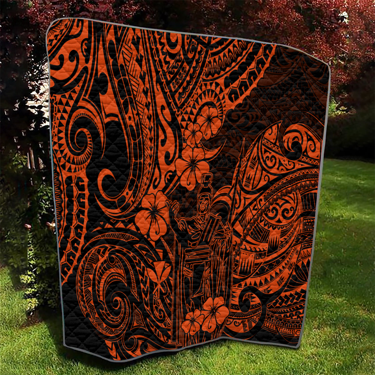 Hawaii King Kamehameha Quilt Polynesian Pattern Orange Version LT01 - Polynesian Pride