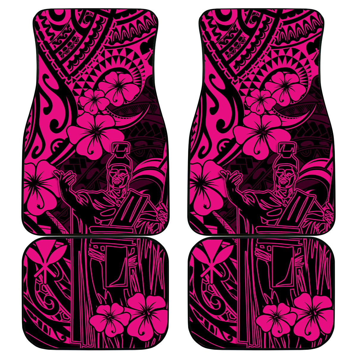 Hawaii King Kamehameha Car Mats Polynesian Pattern Pink Version LT01 Pink - Polynesian Pride