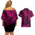 Hawaii King Kamehameha Couples Matching Off Shoulder Short Dress and Hawaiian Shirt Polynesian Pattern Pink Version LT01 - Polynesian Pride