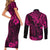 Hawaii King Kamehameha Couples Matching Short Sleeve Bodycon Dress and Long Sleeve Button Shirts Polynesian Pattern Pink Version LT01 - Polynesian Pride
