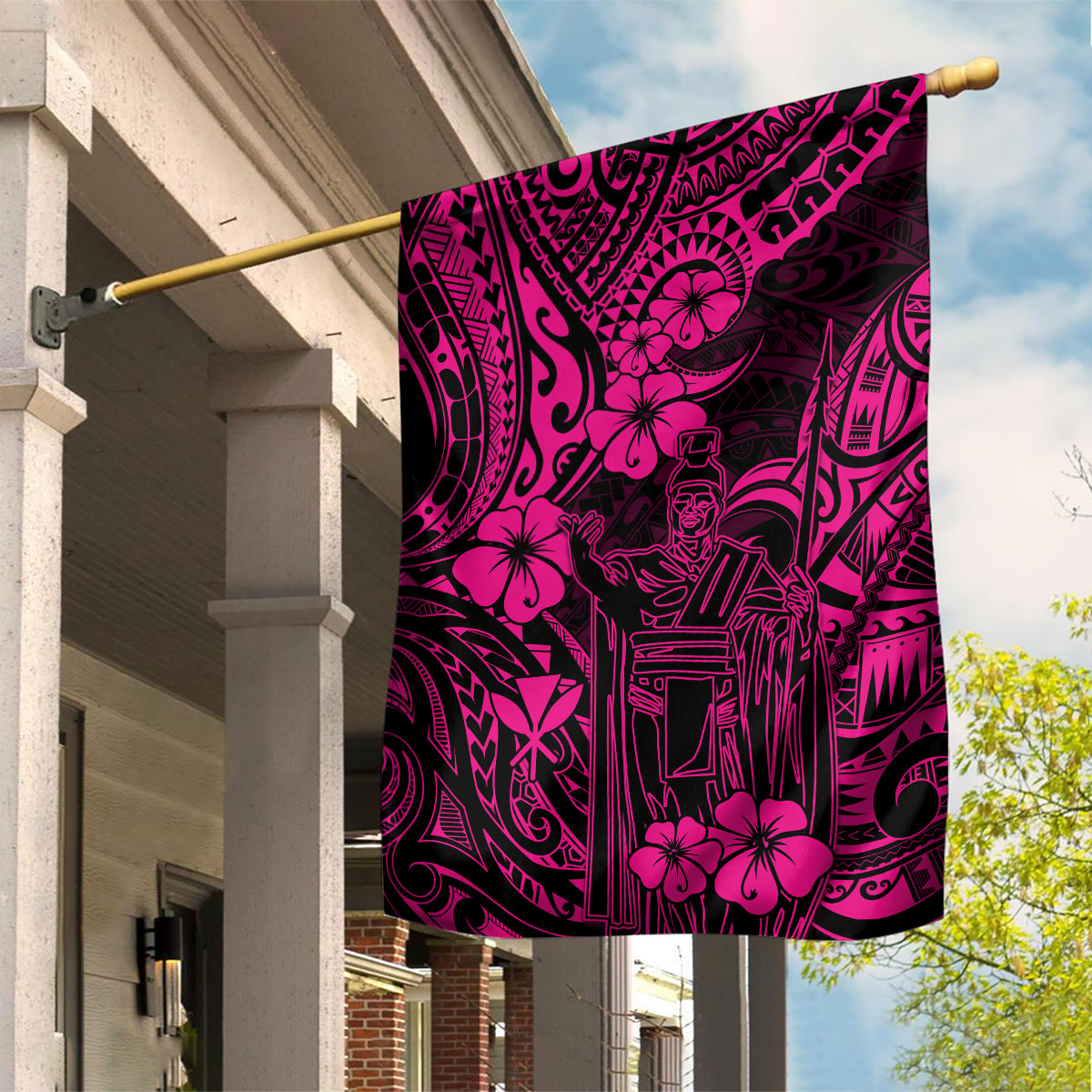 Hawaii King Kamehameha Garden Flag Polynesian Pattern Pink Version LT01 House Flag Pink - Polynesian Pride
