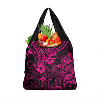 Hawaii King Kamehameha Grocery Bag Polynesian Pattern Pink Version