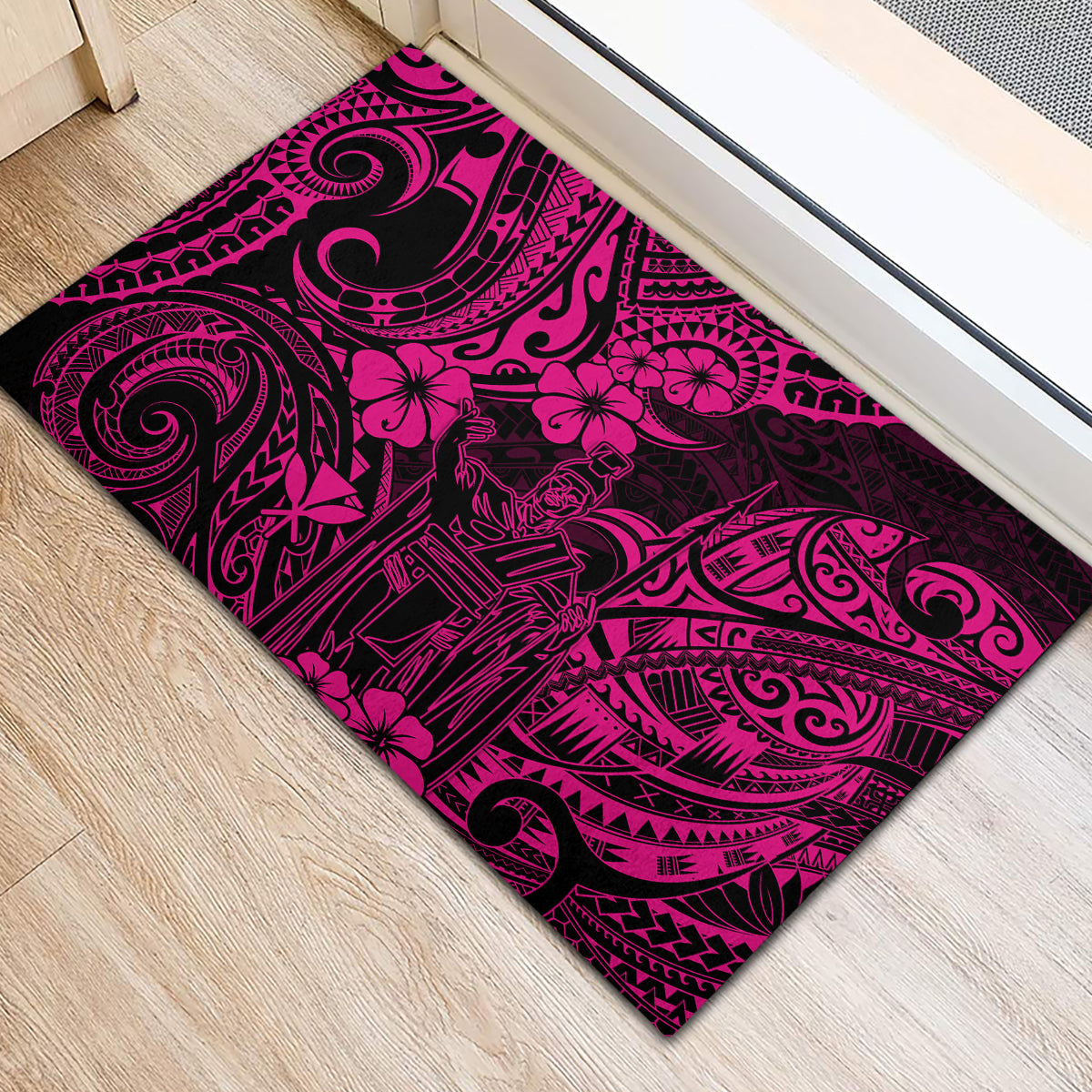 Hawaii King Kamehameha Rubber Doormat Polynesian Pattern Pink Version LT01 - Polynesian Pride