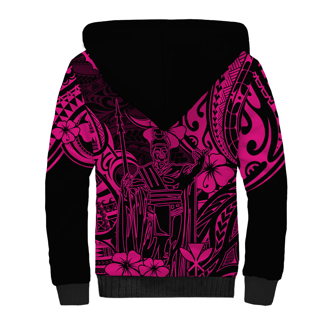 Hawaii King Kamehameha Sherpa Hoodie Polynesian Pattern Pink Version LT01 - Polynesian Pride