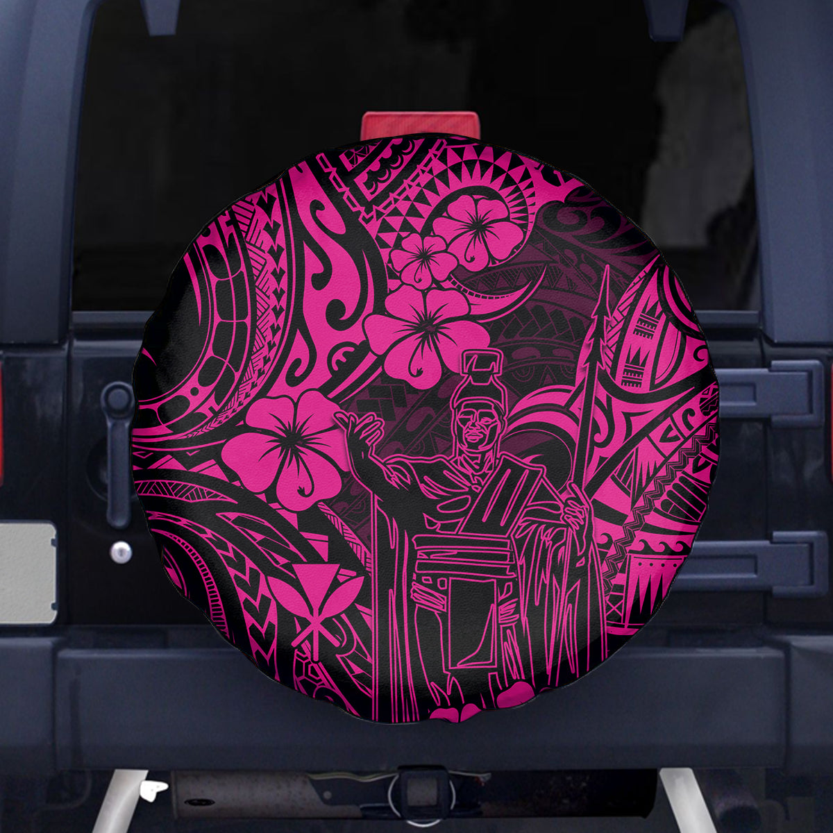 Hawaii King Kamehameha Spare Tire Cover Polynesian Pattern Pink Version LT01 - Polynesian Pride