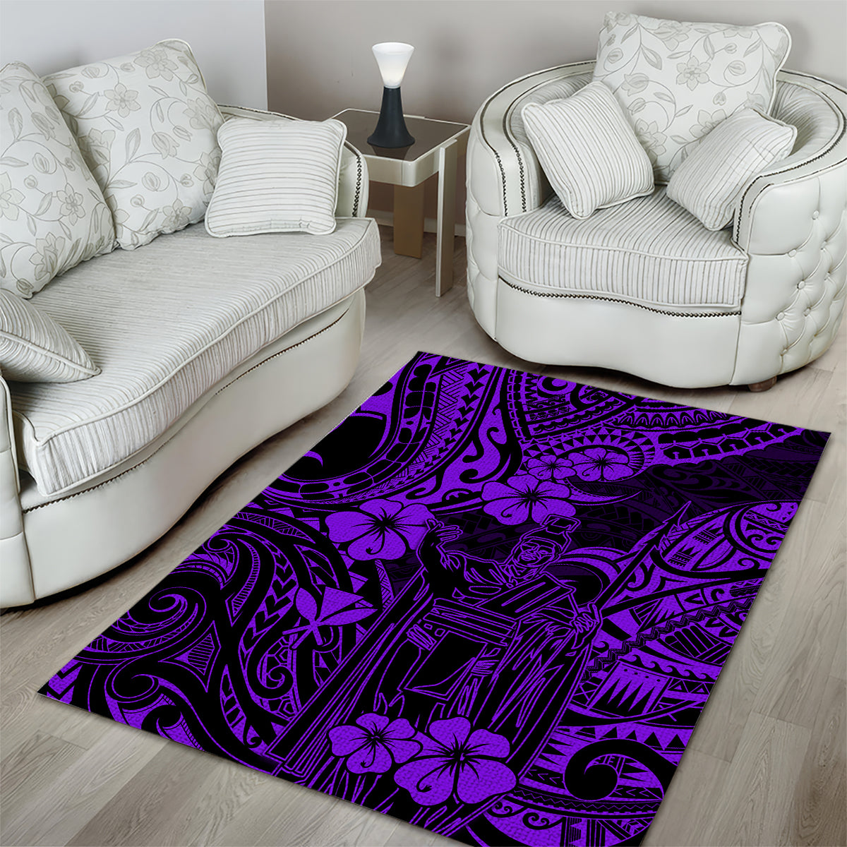 Hawaii King Kamehameha Area Rug Polynesian Pattern Purple Version LT01 - Polynesian Pride