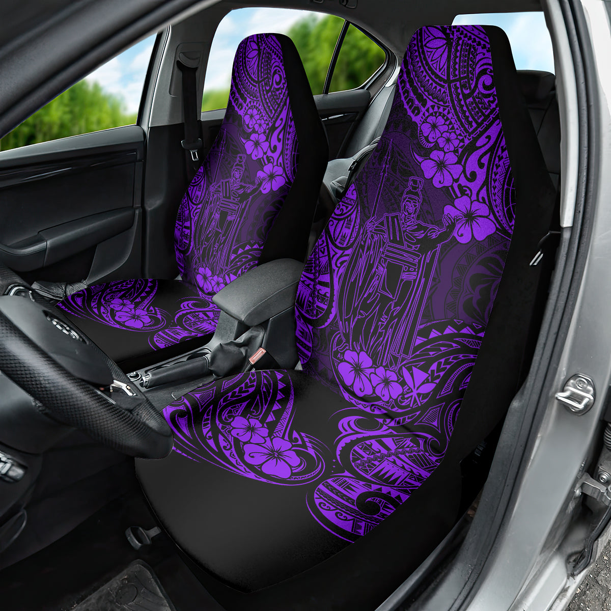 Hawaii King Kamehameha Car Seat Cover Polynesian Pattern Purple Version LT01 - Polynesian Pride