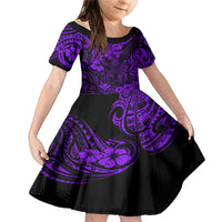 Hawaii King Kamehameha Family Matching Mermaid Dress and Hawaiian Shirt Polynesian Pattern Purple Version LT01 Daughter's Dress Purple - Polynesian Pride