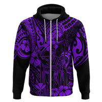 Hawaii King Kamehameha Hoodie Polynesian Pattern Purple Version LT01 Zip Hoodie Purple - Polynesian Pride