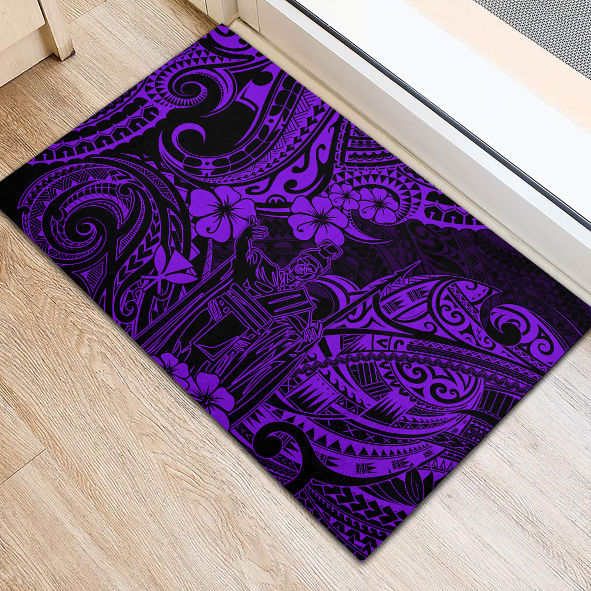 Hawaii King Kamehameha Rubber Doormat Polynesian Pattern Purple Version LT01 - Polynesian Pride