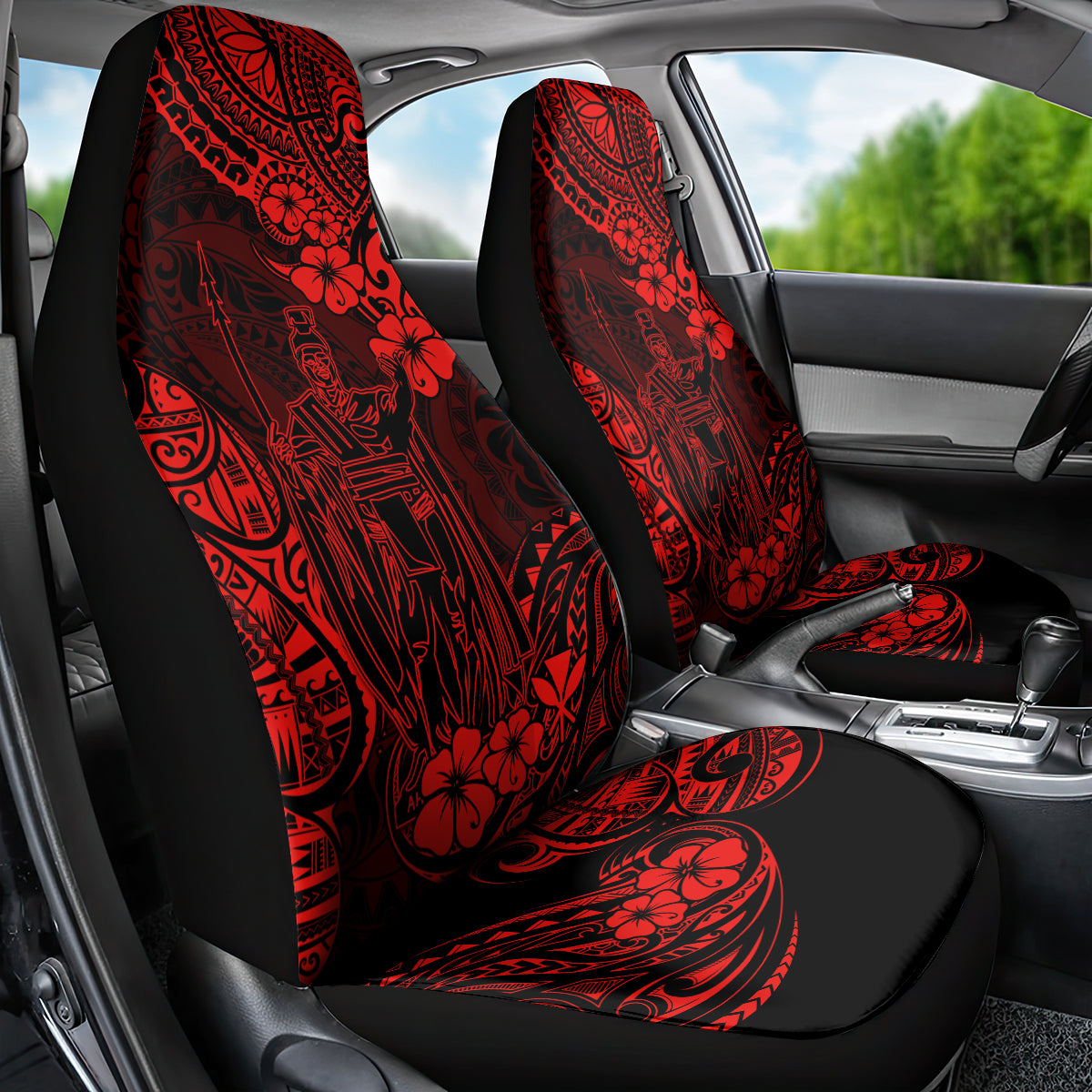 Hawaii King Kamehameha Car Seat Cover Polynesian Pattern Red Version LT01 - Polynesian Pride