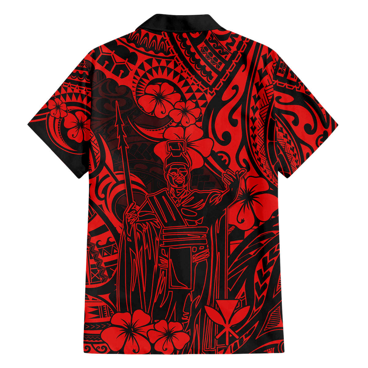 Hawaii King Kamehameha Family Matching Short Sleeve Bodycon Dress and Hawaiian Shirt Polynesian Pattern Red Version LT01 - Polynesian Pride